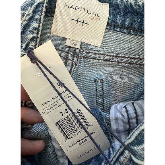 Habitual Kids Girls' Light Stone Distressed Anita Bermuda Denim Shorts Size 7-8 - Picture 5 of 7